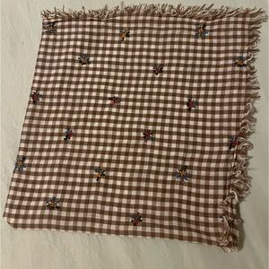 Madewell brown gingham flower scarf